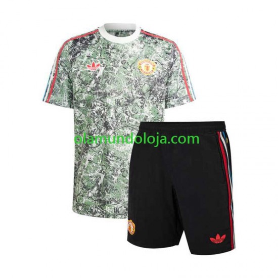 Camisola Manchester United Stone Roses Criança Equipamento Primeiro 2023-2024 Manga Curta